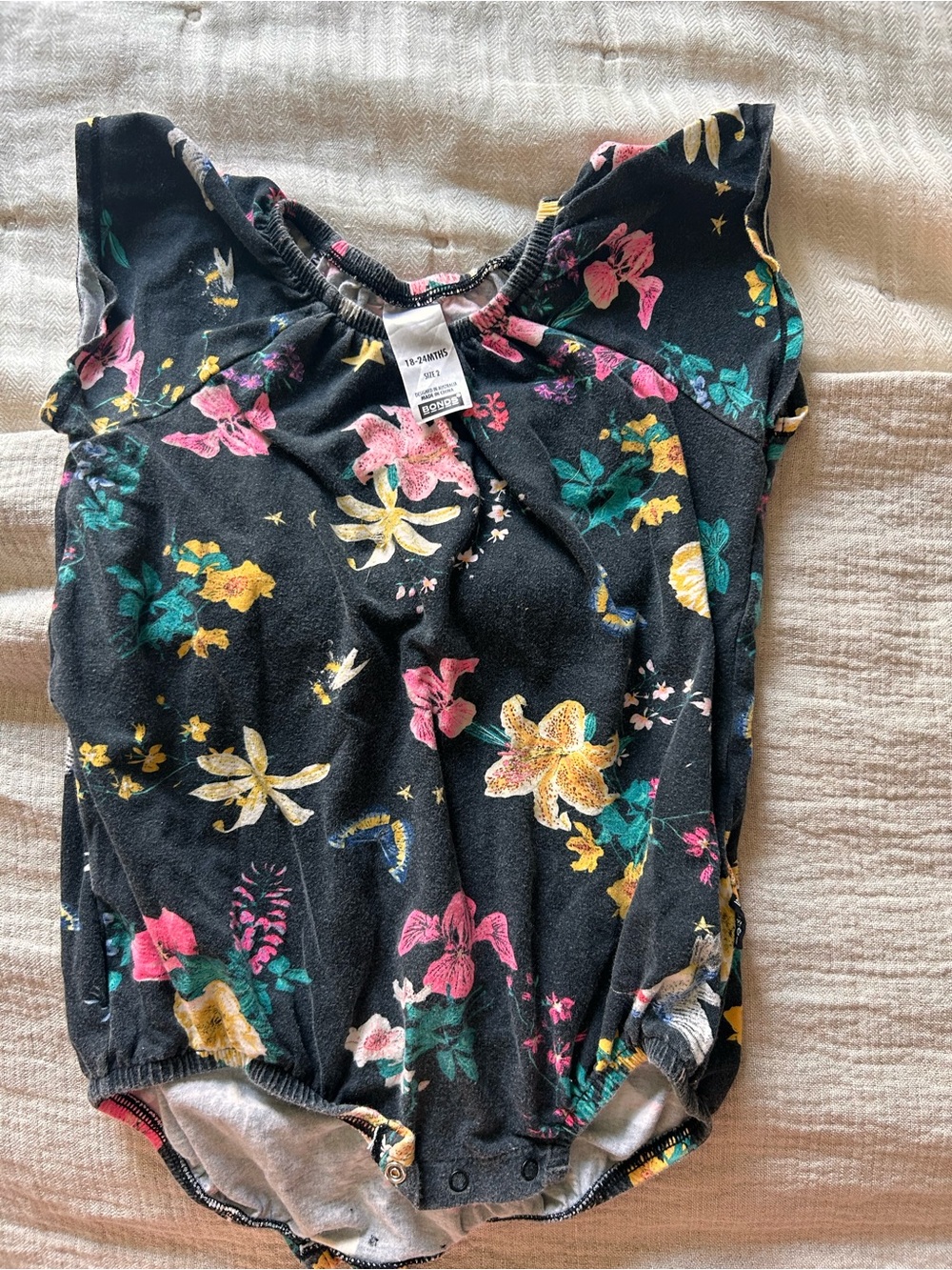 Bonds Black Floral Baby One-Piece Bodysuit